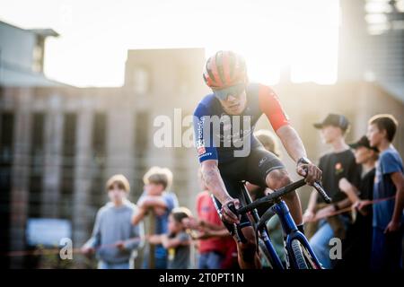 Beringen, Belgien. Oktober 2023. Der niederländische PIM Ronhaar wurde während des Männer-Elite-Rennens des Cyclocross-Rennens „Cross Beringen“ am Sonntag, den 08. Oktober 2023 in Beringen, Rennen 1/7 des Exact Cross-Wettbewerbs, in Aktion genommen. BELGA FOTO JASPER JACOBS Credit: Belga News Agency/Alamy Live News Stockfoto