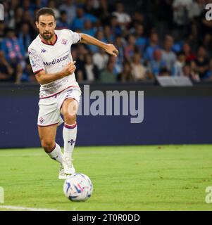 Neapel, Kampanien, Italien. Oktober 2023. Während des italienischen Fußballspiels der Serie A SSC Napoli gegen FC Fiorentina am 8. Oktober 2024 im Diego Armando Maradona Stadion in Neapel. Im Bild: Giacomo Bonaventura von ACF Fiorentina (Credit Image: © Fabio Sasso/ZUMA Press Wire) NUR REDAKTIONELLE VERWENDUNG! Nicht für kommerzielle ZWECKE! Quelle: ZUMA Press, Inc./Alamy Live News Stockfoto