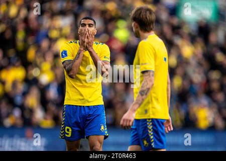 Broendby, Dänemark. Oktober 2023. OHI Omoijuanfo (9) von Broendby IF im 3F Superliga-Spiel zwischen Broendby IF und Viborg FF im Broendby Stadion in Broendby. (Foto: Gonzales Photo/Alamy Live News Stockfoto