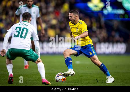 Broendby, Dänemark. Oktober 2023. Josip Radosevic (22) von Broendby IF, der während des 3F Superliga-Spiels zwischen Broendby IF und Viborg FF im Broendby Stadion in Broendby gesehen wurde. (Foto: Gonzales Photo/Alamy Live News Stockfoto