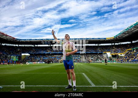 Broendby, Dänemark. Oktober 2023. Jacob Rasmussen von Broendby IF vor dem 3F Superliga-Spiel zwischen Broendby IF und Viborg FF im Broendby Stadion in Broendby. (Foto: Gonzales Photo/Alamy Live News Stockfoto