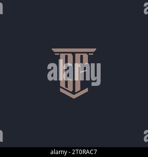 CF Initial Monogramm-Logo mit säulenförmigem Design Stock Vektor