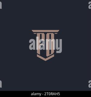 FO Initial Monogramm-Logo mit Säulendesign Stock Vektor