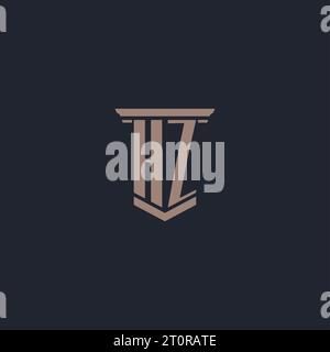 HZ Initial Monogramm-Logo mit Säulendesign Stock Vektor