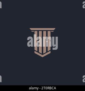 HK Initial Monogramm-Logo mit Säulendesign Stock Vektor