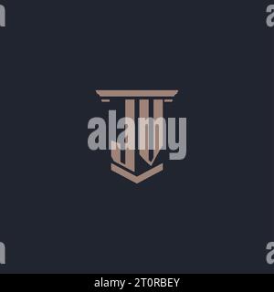 JV Initial Monogramm-Logo mit Säulendesign Stock Vektor