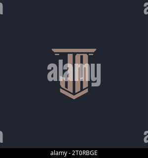JA Initial Monogramm-Logo mit Säulendesign Stock Vektor