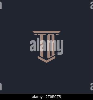 TQ Initial Monogramm-Logo mit Säulendesign Stock Vektor