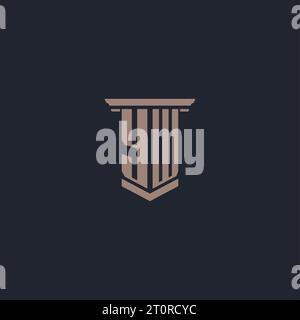 YW Initial Monogramm-Logo mit säulenförmigem Design Stock Vektor