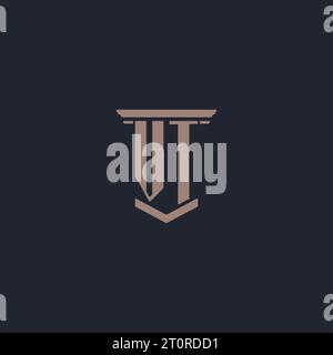 VT Initial Monogramm-Logo mit Säulendesign Stock Vektor
