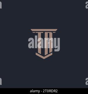 TR Initial Monogramm-Logo mit Säulendesign Stock Vektor