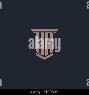 UR-Initial-Monogramm-Logo mit Säulendesign Stock Vektor
