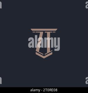 ZI Initial Monogramm-Logo mit Säulendesign Stock Vektor