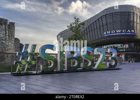 SIBS 2023-Ausstellung vor Southampton WestQuay, Southampton International Boat Show 2023, September, England, Hampshire, Großbritannien Stockfoto