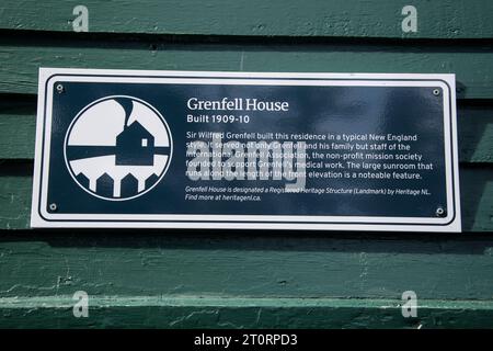 Grenfell Hausschild in St. Anthony, Neufundland & Labrador, Kanada Stockfoto