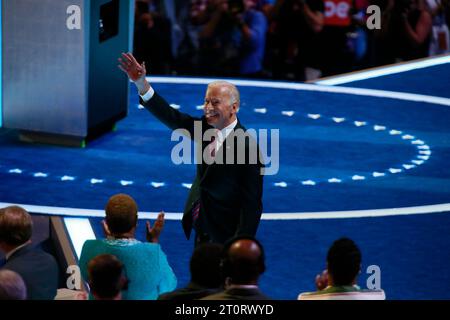 07272016: Philadelphia, Pennsylvania, USA: Vizepräsident Joe Biden spricht während des dritten Tages der Democratic National Convention. (Jeremy Hogan/Polaris) Stockfoto