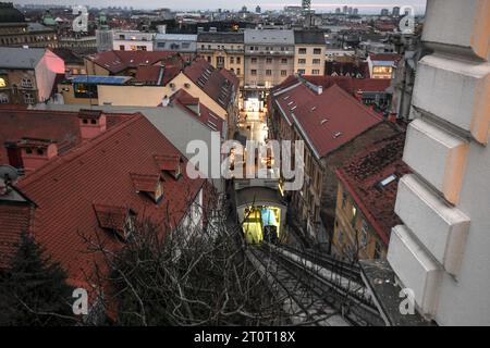 Zagreb Standseilbahn (Uspinjaca), Kroatien Stockfoto