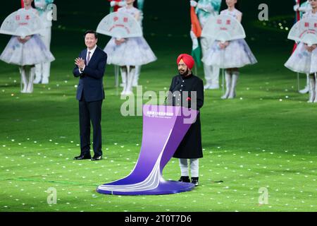 Raja Randhir Singh, 8. OKTOBER 2023: Abschlusszeremonie im Hangzhou Olympic Sports Centre Stadium während der China Hangzhou Asian Games 2022 in Hangzhou, China. Quelle: AFLO SPORT/Alamy Live News Stockfoto