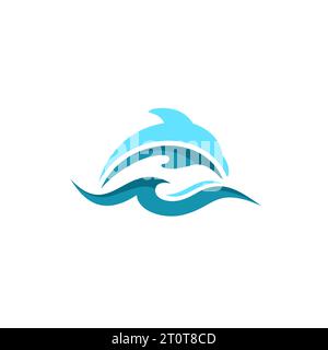 Delfinfisch mit Wellen abstrakter Vektor. dolphin Logo einfach Stock Vektor