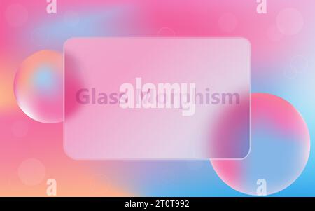 Der Glassmorphismus-Effekt. Transparentes Layout im Glas- oder Glasmorphismus-Stil. Unscharfe Karte oder unscharfer Rahmen. Vektordarstellung. Stock Vektor