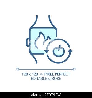 Personalisierbare 2D-Smartwatch mit dünner Linie in Blau und Fruchtsymbol Stock Vektor