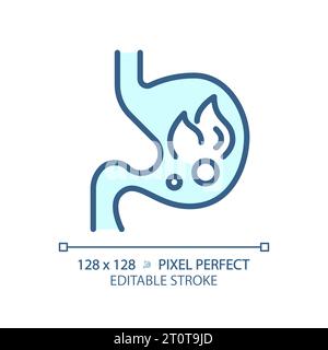2D-Symbol für anpassbare dünne, blaue Brennen des Magens Stock Vektor