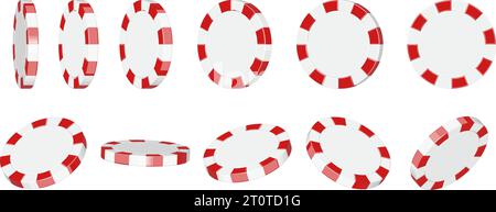 Abbildung von Poker-Chips aus verschiedenen Blickwinkeln (Casino-Chips) Stock Vektor