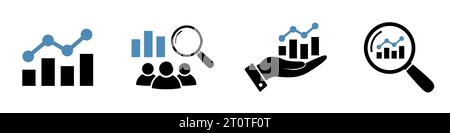 Symbolgruppe Geschäftsanalyse. Marketingforschung. Stock Vektor
