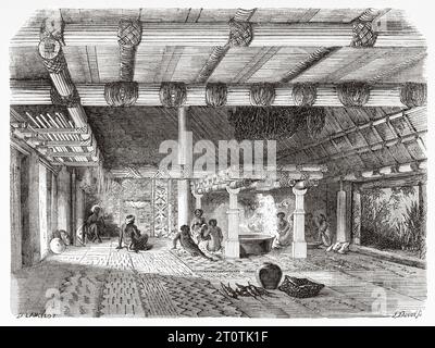 Mbure-ni-sa, Fidschi-Inseln. Melanesien, Ozeanien im südwestlichen Pazifik. Reise zum Großen Viti, dem großen Äquinoktialmeer von John Denis Macdonald 1855. Alter Stich aus dem 19. Jahrhundert aus Le Tour du Monde 1860 Stockfoto