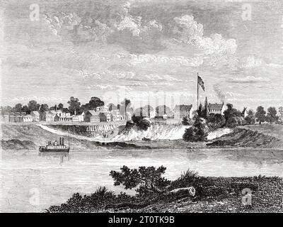 Fort Smith, Arkansas. USA. Reise von Heinrich Balduin Mollhausen vom Mississippi an die Ufer des Pazifischen Ozeans 1853–1854. Alter Stich aus dem 19. Jahrhundert aus Le Tour du Monde 1860 Stockfoto