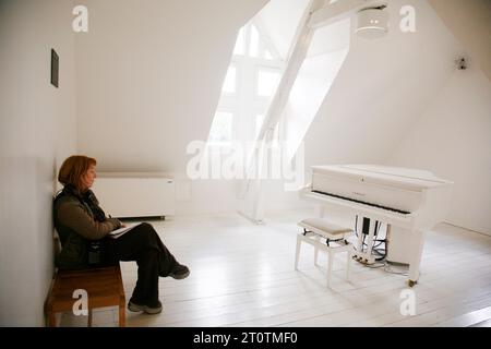 Les Maisons Satie war der Komponist Erik Satie. Normandie, Frankreich. Stockfoto