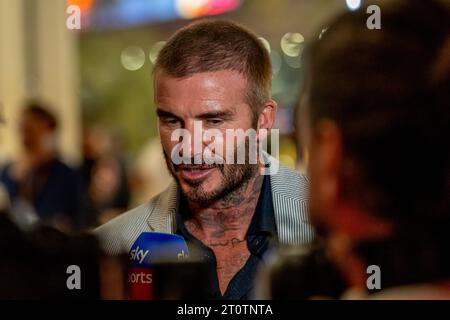 INTERNATIONAL CIRCUIT, LOSAIL - 05. OKTOBER: David Beckham, während des Grand Prix Katar auf dem International Circuit am Donnerstag, 05. Oktober 2023 in Lusail, Losail. (Foto: Michael Potts/BSR Agency) Credit: BSR Agency/Alamy Live News Stockfoto