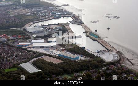 Luftaufnahme der Garston Docks, Liverpool, Merseyside Stockfoto