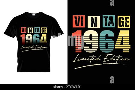 Vintage 1964 Limited Edition Happy Birthday Living Legend T-Shirt Stock Vektor