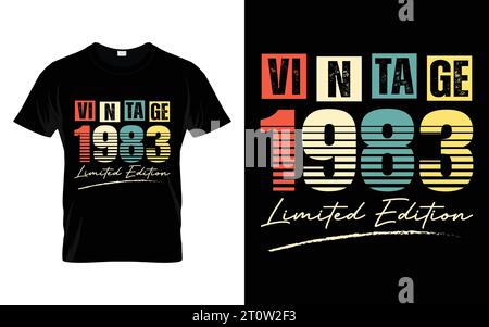 Vintage 1983 Limited Edition Happy Birthday Living Legend T-Shirt Stock Vektor