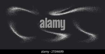 Zuckerpulverspritzer, fliegendes Salz, Backmehl Draufsicht. Weißes Pulver. Stock Vektor