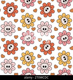 Vektor-nahtloses Muster von groovigem Blumenkopf Stock Vektor