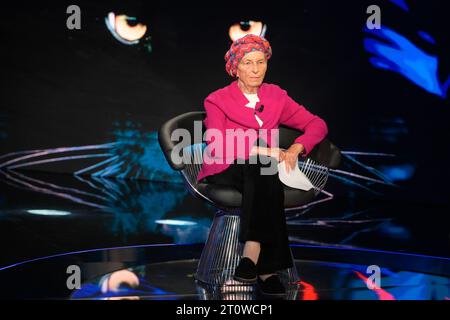Rom, Italien. Oktober 2023. Emma Bonino besucht die dritte Folge der Rai-fernsehsendung Belve in Fabrizio Frizzi Studios. Quelle: SOPA Images Limited/Alamy Live News Stockfoto
