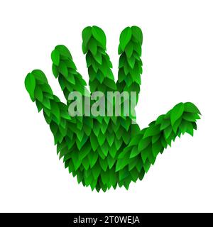 Menschliche Hand aus Blättern. Der Begriff der Ökologie. Vektorabbildung Stock Vektor