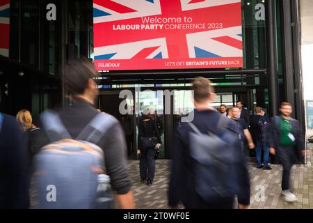 London, Großbritannien. 9. Oktober 2023. Atmosphäre während der Labour Party-Konferenz in Liverpool. Das Foto sollte lauten: Matt Crossick/Empics/Alamy Live News Stockfoto