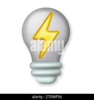 Glühlampe mit Blitzsymbol. Symbol für Strom und Energie isoliert auf weißem Hintergrund. Vektorabbildung. Eps 10. Stock Vektor