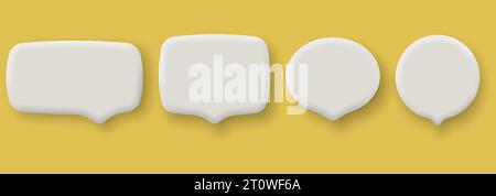 Satz von vier Symbolen für 3D-Sprechblasen, isoliert auf weißem Hintergrund. Vektorabbildung. Eps 10. Stock Vektor