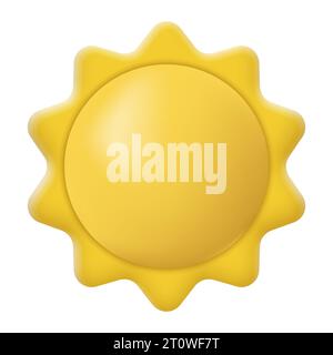3D-Sonnensymbol im minimalistischen Cartoon-Stil. Vektorabbildung. Eps 10. Stock Vektor
