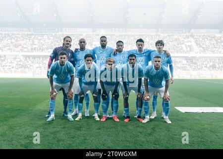 Kalmar, Schweden. Oktober 2023. Der Start-11 von Malmö FF für das Allsvenskan Spiel zwischen Kalmar FF und Malmö FF in der Guldfaageln Arena in Kalmar. (Foto: Gonzales Photo - Joe Miller). Stockfoto