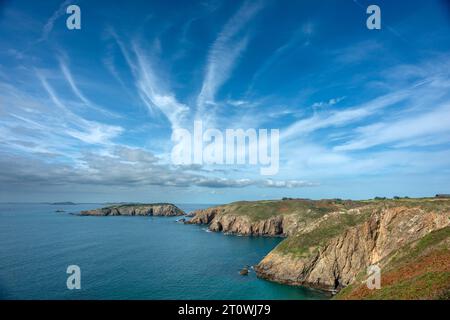 Guernsey, 5. Oktober 2023: Brecqhou Island von Sark aus gesehen Stockfoto