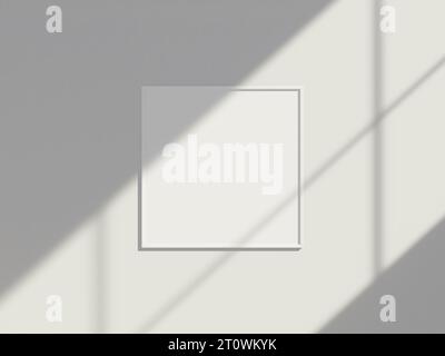 Rahmenmodell, das an der Wand hängt, mit minimalem Fensterschatten Stockfoto