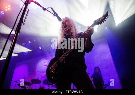 Marcus Siepen von Blind Guardian Performing in Athens (Floyd Live Music Location) / Griechenland, Oktober 2023 Stockfoto