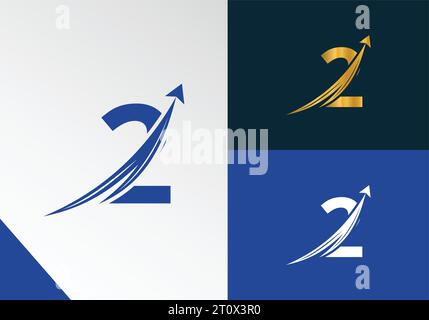Letter 2 mit Finance-Logo-Konzept. Marketing and Growth Arrow Financial Business Logo Design Stock Vektor