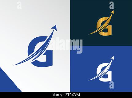 Buchstabe G mit Finance-Logo-Konzept. Marketing and Growth Arrow Financial Business Logo Design Stock Vektor