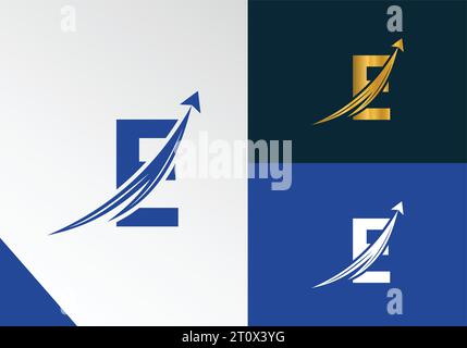 Letter E mit Finance Logo-Konzept. Marketing and Growth Arrow Financial Business Logo Design Stock Vektor